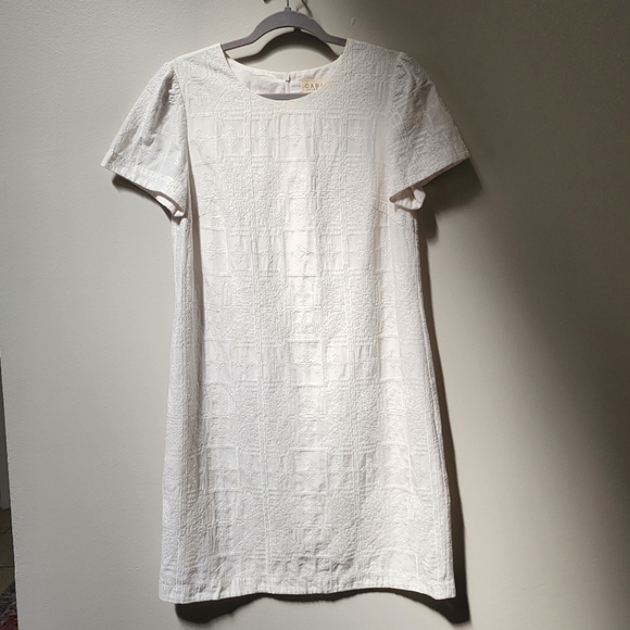 Cable Melbourne White Embroidered Mid Length White Summer Dress, Medium - Picture 1 of 16